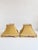 Pair of square form lamp shades, with triple silk braid and pleats accent in a tan fabric and silk trims by Chelsea House...