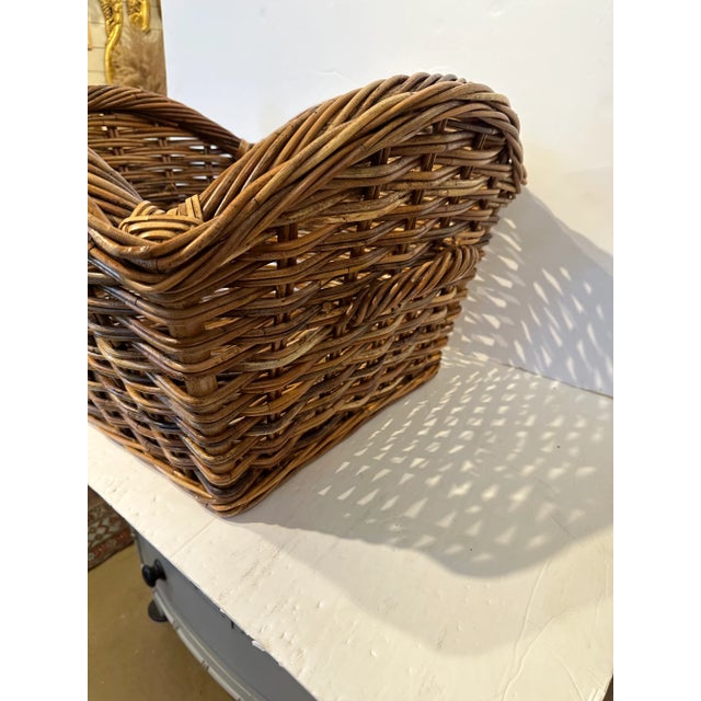 Boho Chic French Country Style Laurel Wicker Basket For Sale - Image 3 of 9