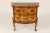 Italian Louis XV style burl olive wood two drawer occasional commode / table, circa 1970's.