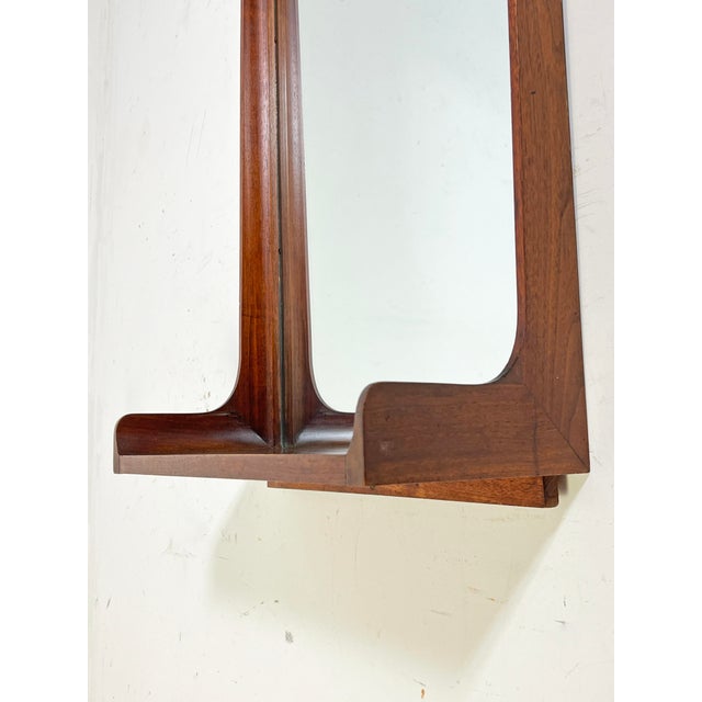 1960s C. 1960s Mid-Century Wall Mirror in Walnut With Shelf For Sale - Image 5 of 6
