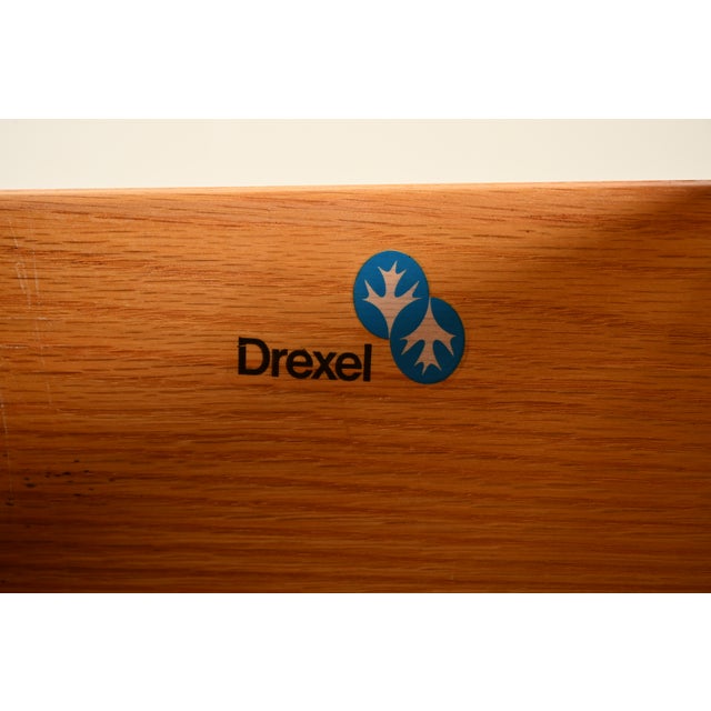 Drexel Heritage Mid-Century Modern Hollywood Regency Campaign Walnut Highboy Dresser, 1970s For Sale - Image 9 of 15