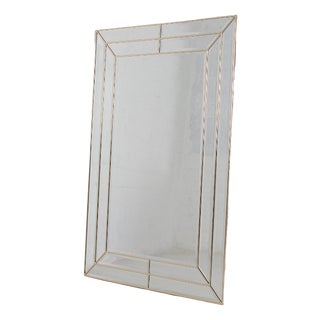 Vintage Beveled Mirror with Brass Rim, 1970s For Sale