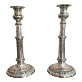 Antique Regency Telescopic Sheffield Plated Candlesticks, 1830, Set of 2 For Sale
