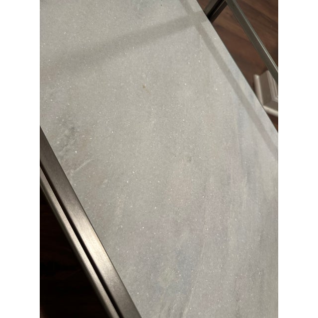 Restoration Hardware Glass , Chrome and Marble Bar Cart For Sale In Chicago - Image 6 of 6