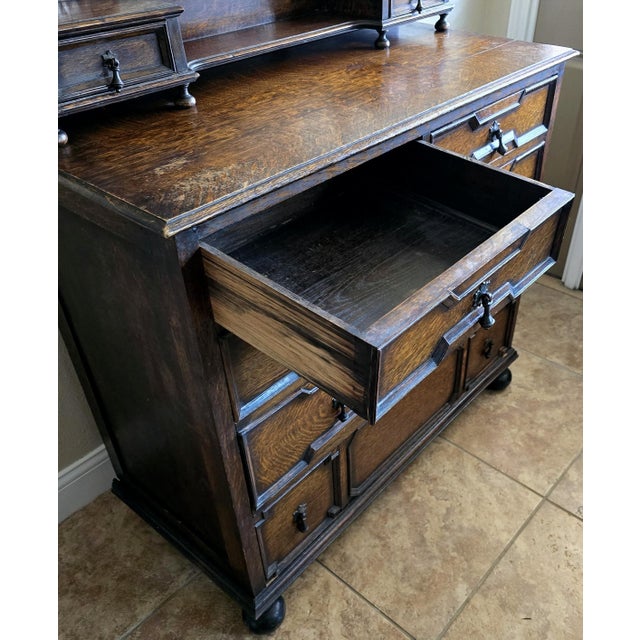 Wood Antique English Dresser Solid Oak, Jacobean Style, 1700s For Sale - Image 7 of 16