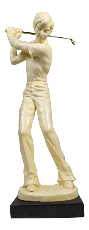 Mid 20th Century Italian Asantini Golfer on Marble Base Sculpture