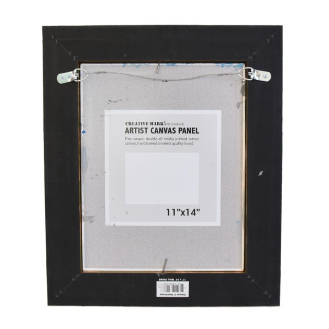 Original French Mademoiselle W/ Long Blue Hair Portrait Painting With Antiqued Gold Wood Frame For Sale In Los Angeles - Image 6 of 9