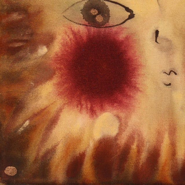 Sun No.8 - Folk Art Inspired Abstract Sun Mixed Media Painting on Raw Canvas by Meredith Walker For Sale In Los Angeles - Image 6 of 9