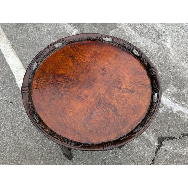 Large Antique Mahogany Two-Tier Round Parlor Table With Hand-Carved Supports For Sale In Washington DC - Image 6 of 7