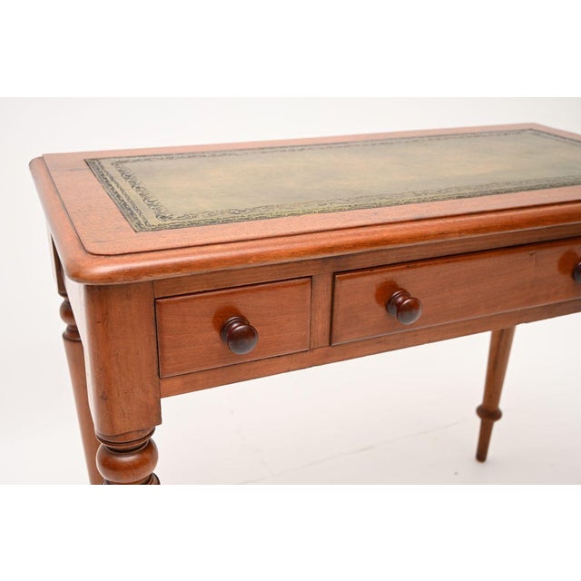 Brown Antique Victorian Leather Top Desk, 1850 For Sale - Image 8 of 11