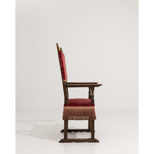 Renaissance Throne With Red Velvet Upholstery For Sale - Image 9 of 13