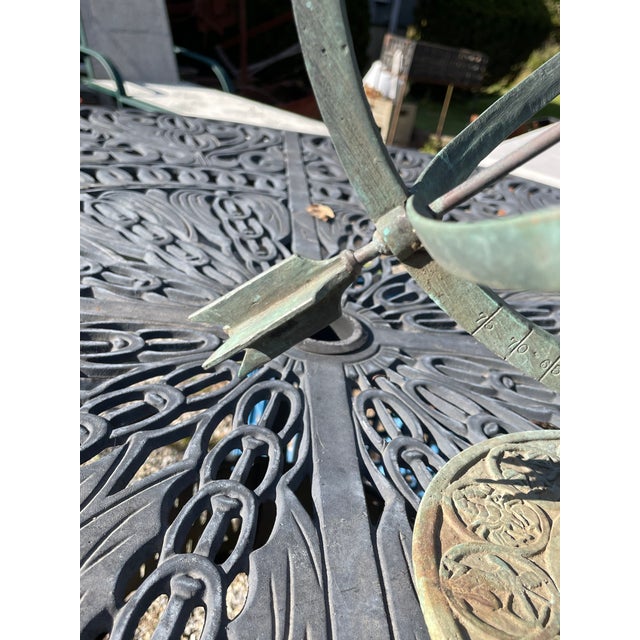 Verdigris Vintage Verdigris Bronze Sundial For Sale - Image 8 of 15