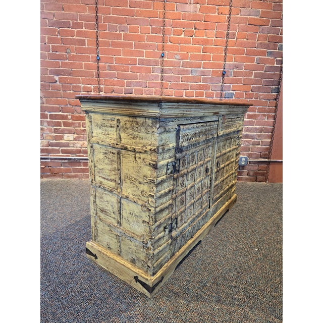 Wood Handcarved Reclaimed Wood Sideboard For Sale - Image 7 of 9