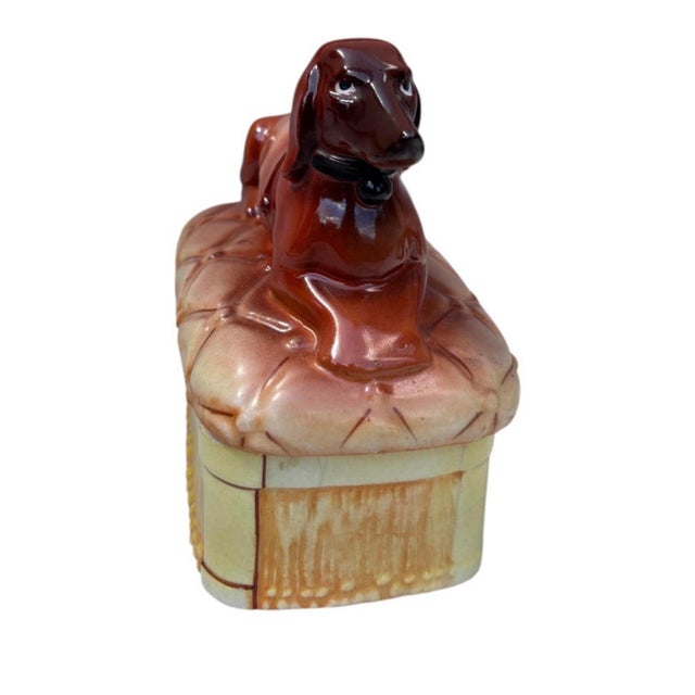 Rustic Austrian Majolica Dachshund Box Circa 1920 For Sale - Image 3 of 7