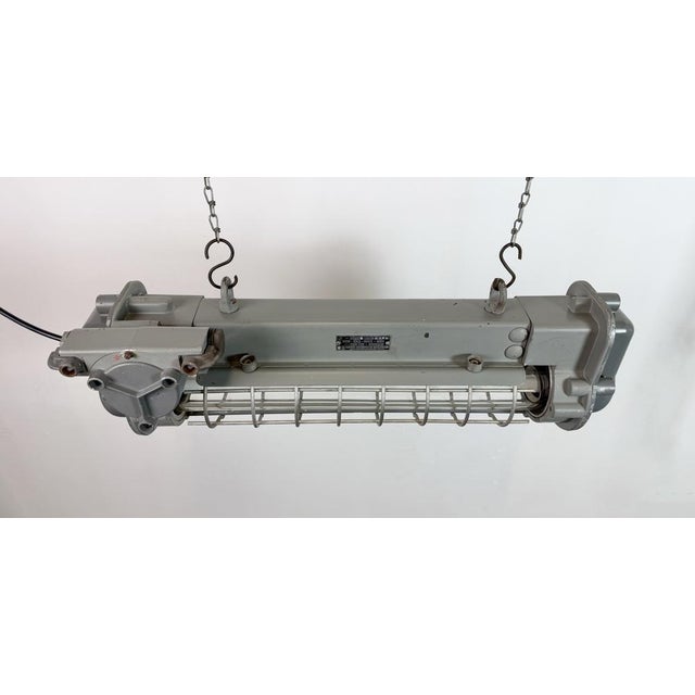 Industrial Grey Hanging Tube Light from Elektrosvit, 1970s For Sale - Image 11 of 18