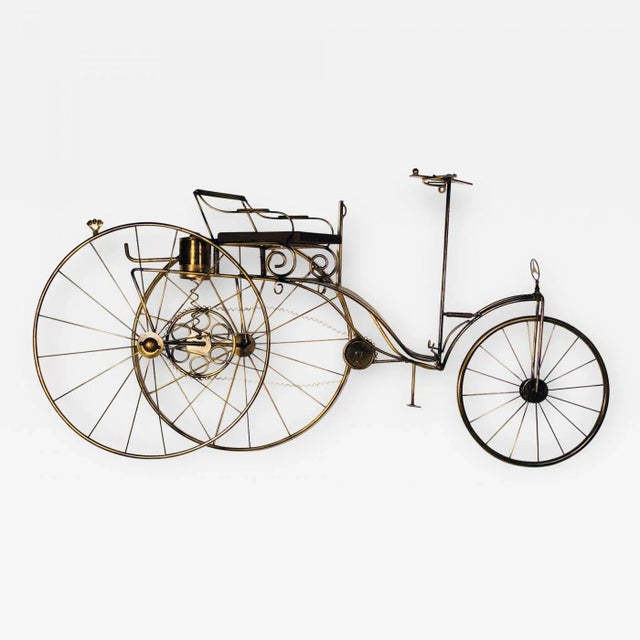 1980s Curtis Jeré Mercedes BenzScale Curtis Jere Karl Benz of Mercedes Benz Bicycle Sculpture For Sale - Image 11 of 11