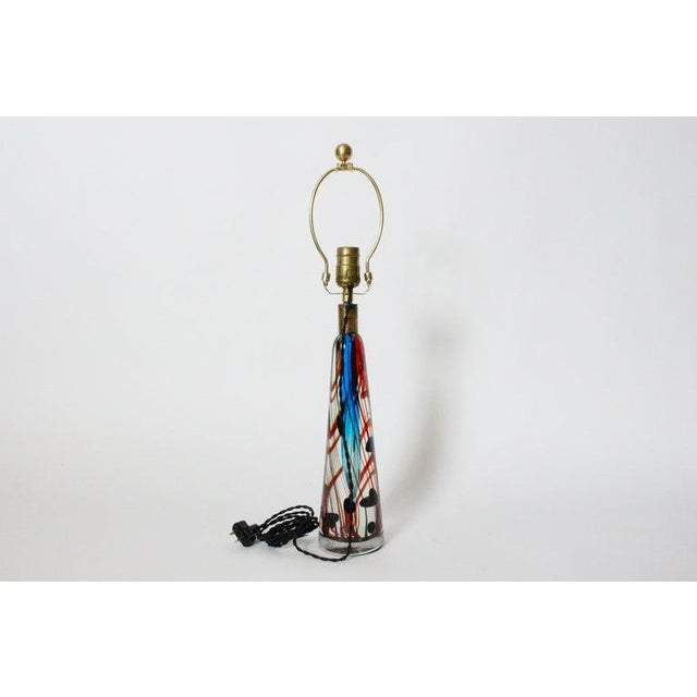 Mid 20th Century Fulvio Bianconi Style Murano Blue Art Glass Table Lamp For Sale - Image 10 of 12