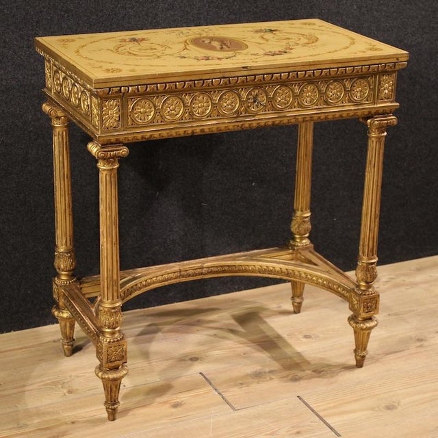 Louis XVI French Lacquered and Gilded Side Table by Sormani, 1920 For Sale - Image 12 of 16
