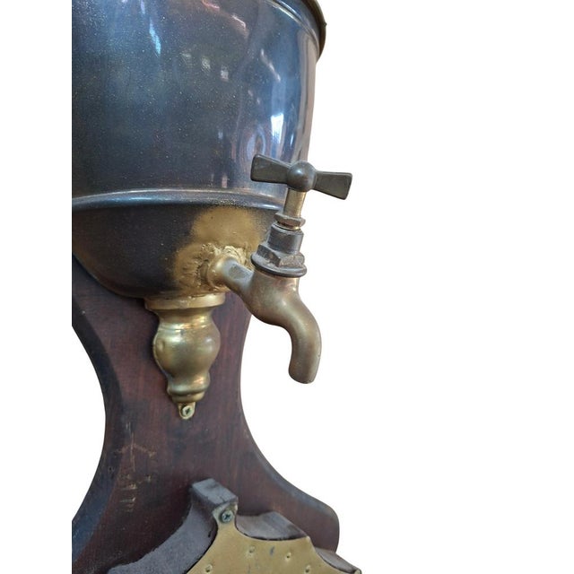 1920s Vintage Wall-Mounted Brass and Wood Washbasin with Cross, 1920 For Sale - Image 5 of 11