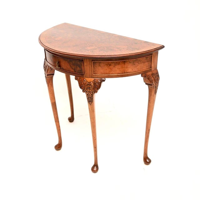 Antique Burr Walnut Console Table, 1900 For Sale - Image 3 of 11