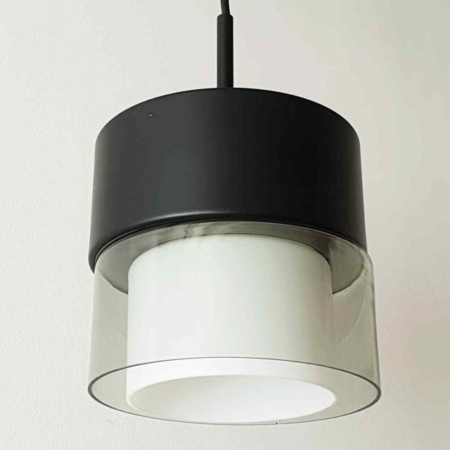 Black Vintage Steel and Glass Pendant Light, 1960s For Sale - Image 8 of 8