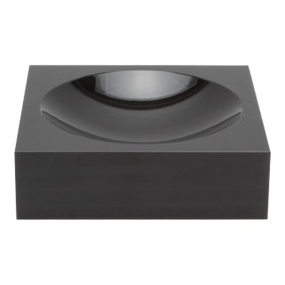 Crystal Black Convex Bowl by Ka Glass For Sale