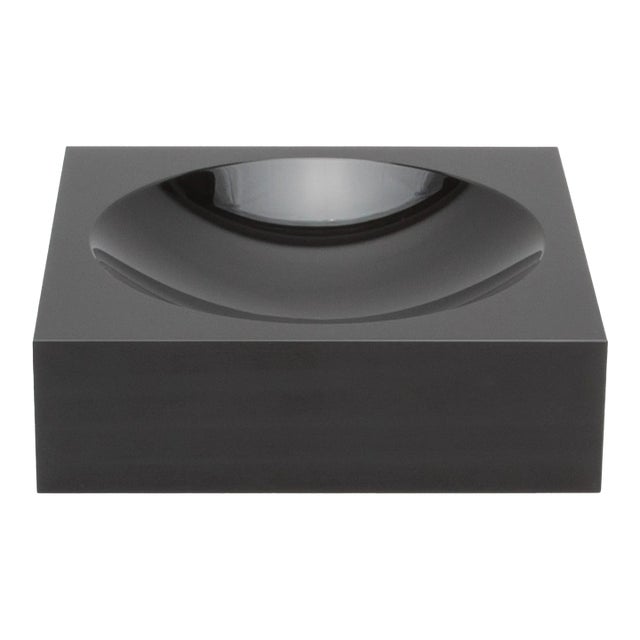 Crystal Black Convex Bowl by Ka Glass For Sale