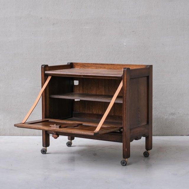 Mid-Century French Oak Bar Cabinet by Guillerme Et Chambron For Sale - Image 11 of 12