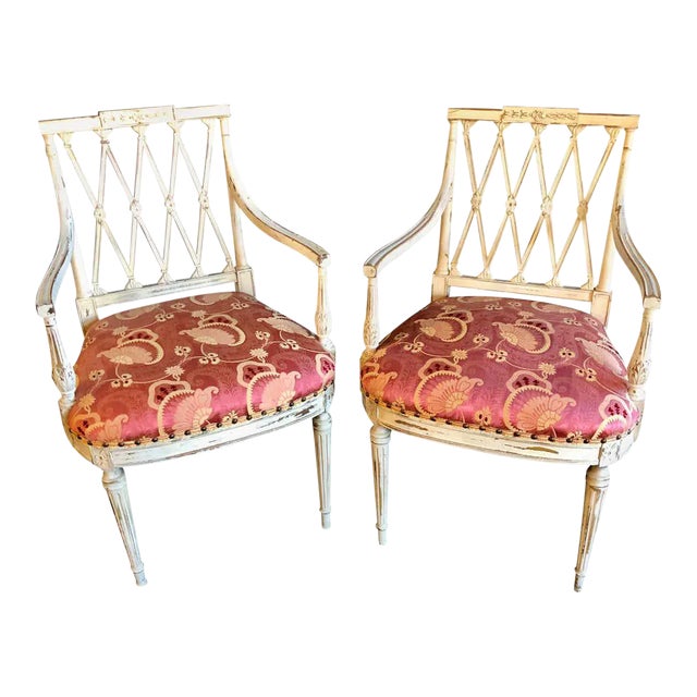 19th-20th Century Armchairs in Scalamandre Upholstery Swedish Finish - a Pair For Sale