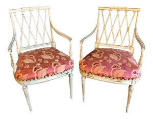 19th-20th Century Armchairs in Scalamandre Upholstery Swedish Finish - a Pair