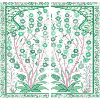 Kips Bay Showhouse Green Pink Tree of Life Acrylic Diptych Wall Art Panels - A Pair For Sale