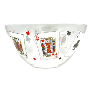 Vintage French Luminarc Playing Card Glass Serving Bowl- Poker Night