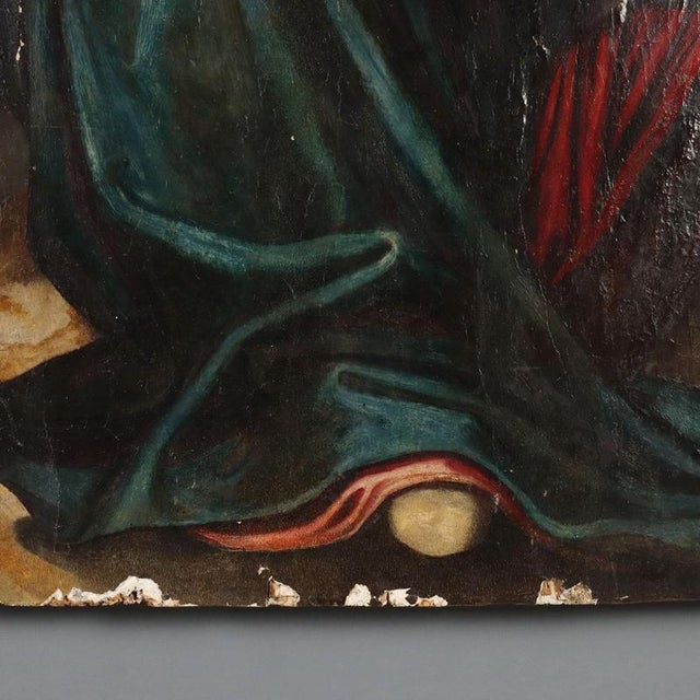 Italian Artist, Madonna Enthroned with Baby Jesus and Angels, Oil Painting on Panel For Sale - Image 9 of 14