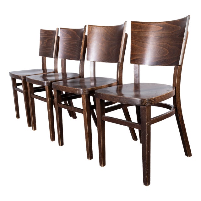 Deep Back Dining Chairs in Dark Walnut from Ton, 1970s, Set of 4 For Sale