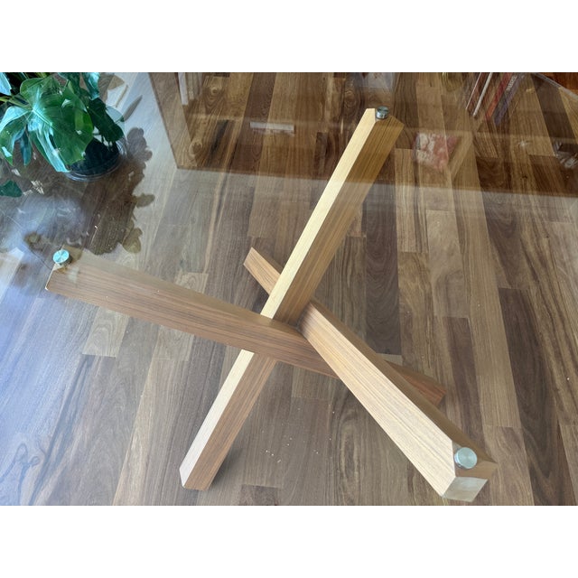 Wood Aikidi Dinning Table 67 Inch Clear Glass and Canaletto Walnut Finish Leg For Sale - Image 7 of 10