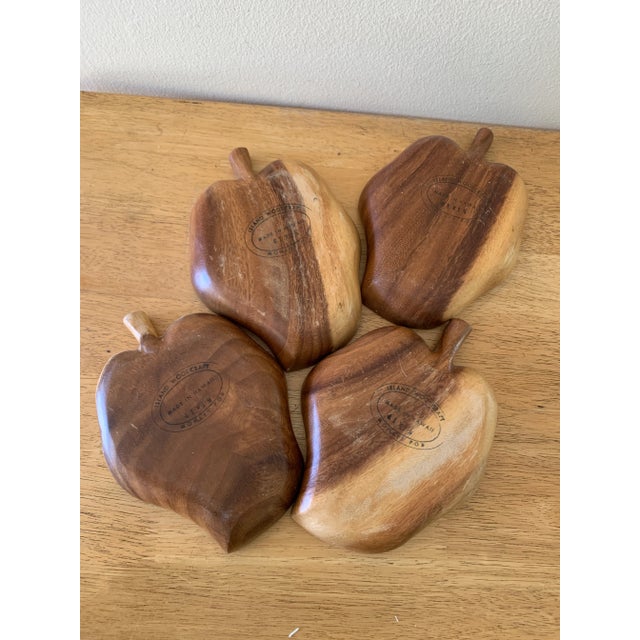 Coffee 1970s Vintage Hawaiian Monkeypod Leaf Trays - Set of 4 For Sale - Image 8 of 13