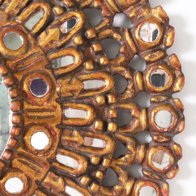 Vintage Peruvian Gilt Wood Wall Mirror For Sale - Image 4 of 5