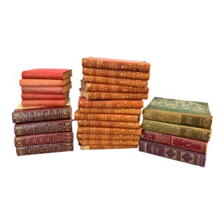 Collection of Vintage Decorative Books Red Leather For Sale