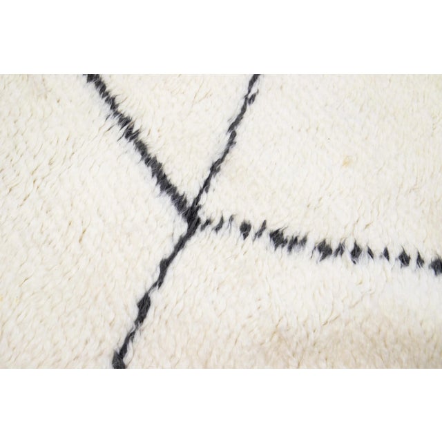 Ivory Modern Moroccan Style Handmade Abstract Pattern Wool Rug by Apadana For Sale - Image 10 of 11