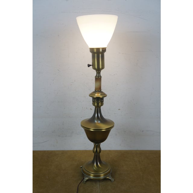 Antique Colonial Premier Brass Torchiere Trophy Urn Uplight Table Lamp 25" For Sale - Image 4 of 15