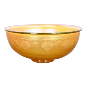 Louis Comfort Tiffany Favrile Iridescent Art Glass Bowl With Intaglio Grapevine Motif