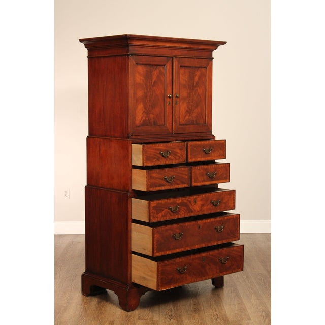 Chippendale Baker Milling Road Georgian Style Mahogany Triple Chest For Sale - Image 3 of 12