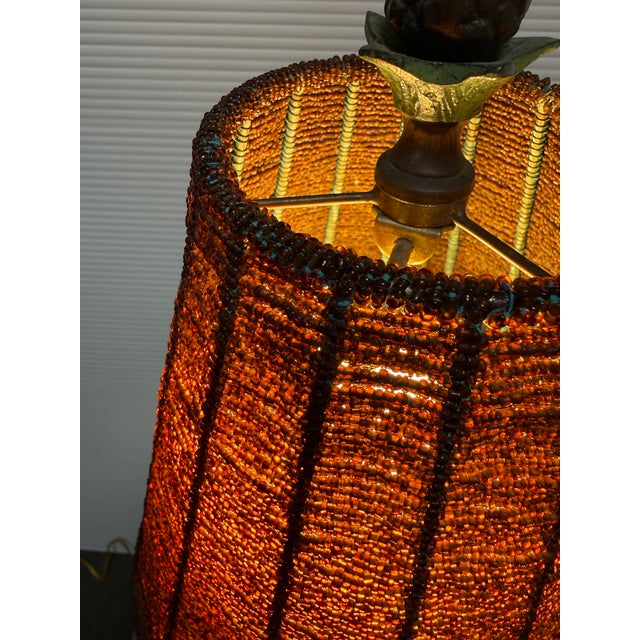 Tropical Palm Tree Table Lamp With Beaded Shade For Sale In San Francisco - Image 6 of 12