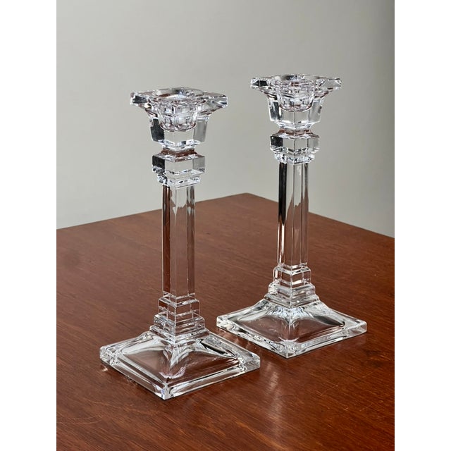 Tiffany and Co. Vintage Pair Tiffany & Co Clear Crystal Candlesticks For Sale - Image 4 of 11