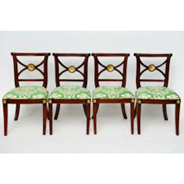 19th Century 19th Century Set of 4 Regency Klismos Chairs With Gold Leaf Accents- For Sale - Image 5 of 8