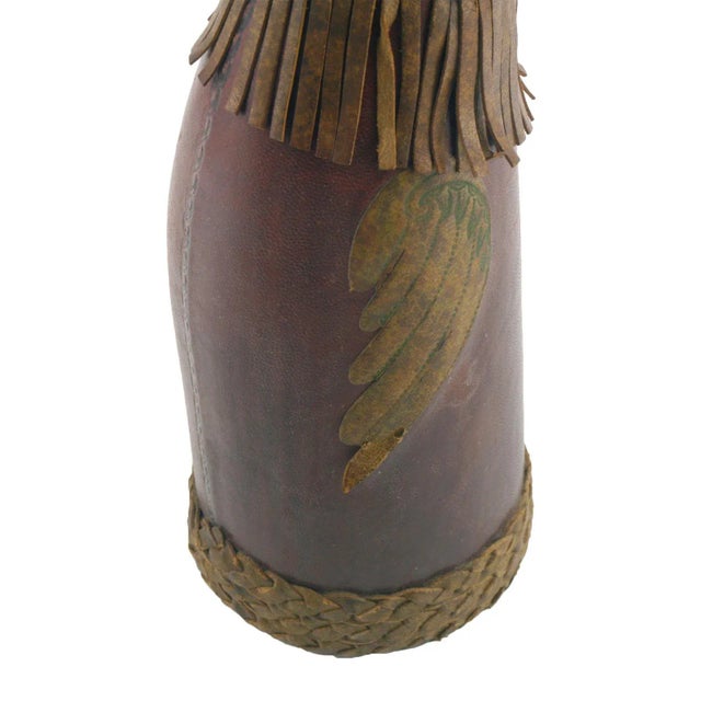 Vintage Brown Glass and Leather Bottle 1950s For Sale - Image 6 of 7