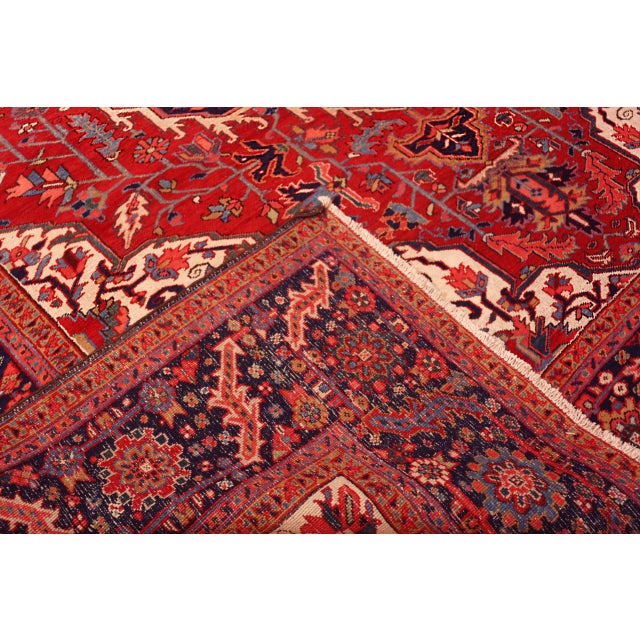 Red Nazmiyal Collection Antique Persian Heriz Rug For Sale - Image 8 of 8