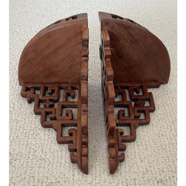 Mid 20th Century Chinosierie Carved Corner Wall Shelves For Sale - Image 5 of 11