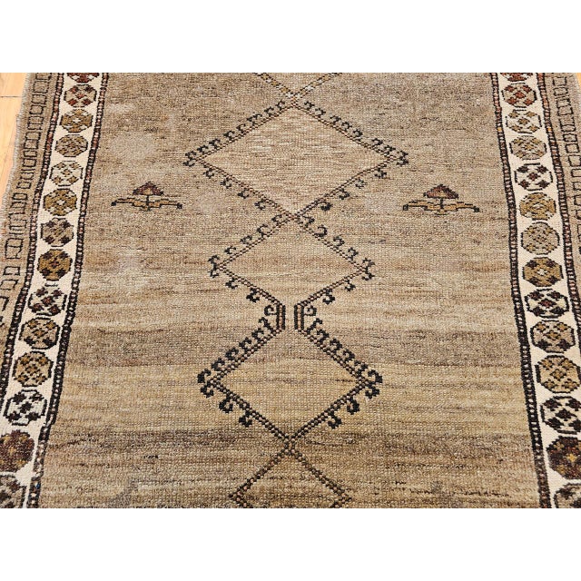 Vintage Kurdish Bidjar Tribal Rug, Hand-Knotted Wool, Geometric Pattern, Straw & Ivory, 4x5 For Sale - Image 11 of 17