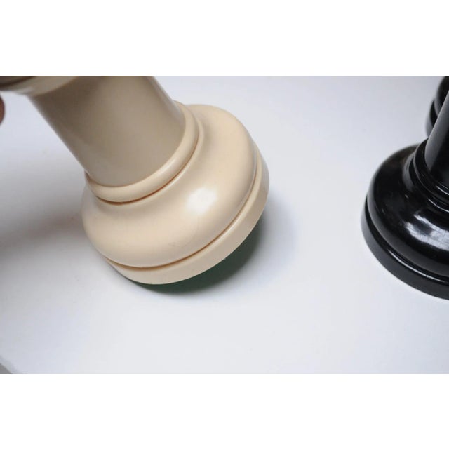 Complete Set of Vintage Oversized Chess Pieces in Black and Cream Plastic For Sale - Image 9 of 12